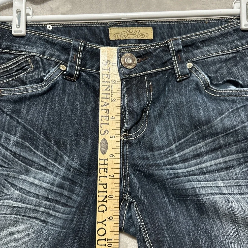 Nissi Premium Denim Jeans Women's 11 Blue Dark Wash‎ Straight Leg Low Rise Flare